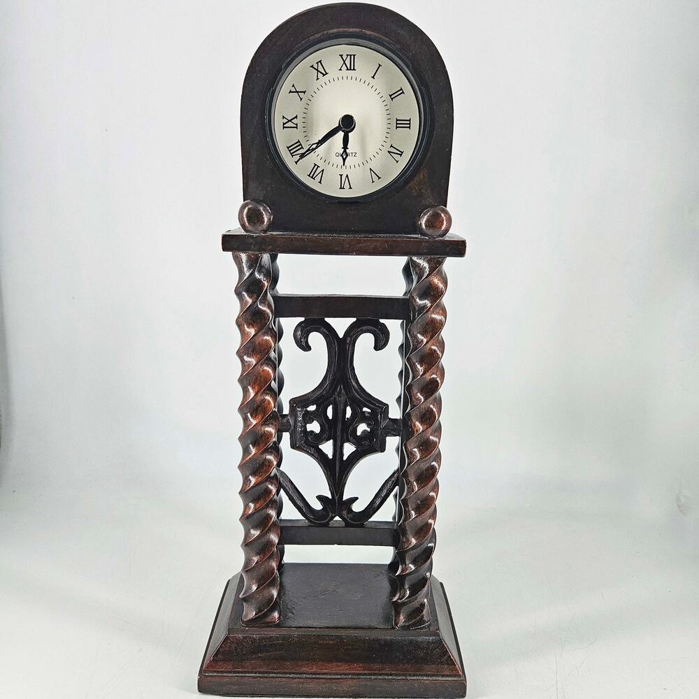 Vintage Turned wood Portico Style Mantel Clock shell (please read)